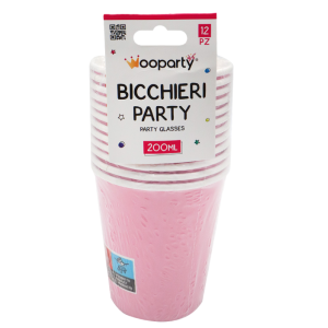 Bicchieri in carta rosa 12pz 200ml