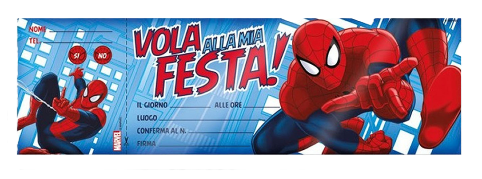 Biglietti inviti Compleanno Spiderman 10pz