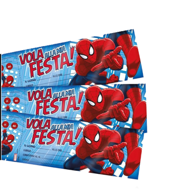 Biglietti inviti Compleanno Spiderman 10pz