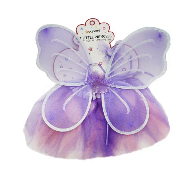 Set party little princess viola 3pz (tutu00f9, ali, bacchetta)