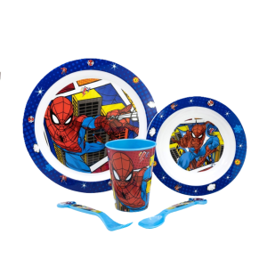 Set pranzo marvel spiderman plastica riutilizzabile 5pz