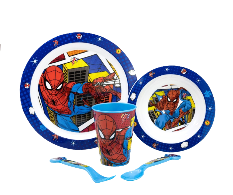 Set pranzo Marvel Spiderman plastica riutilizzabile 5pz