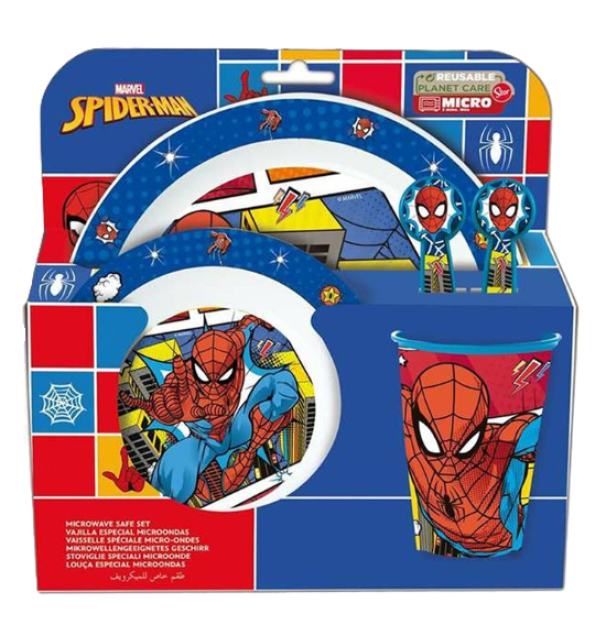 Set pranzo Marvel Spiderman plastica riutilizzabile 5pz