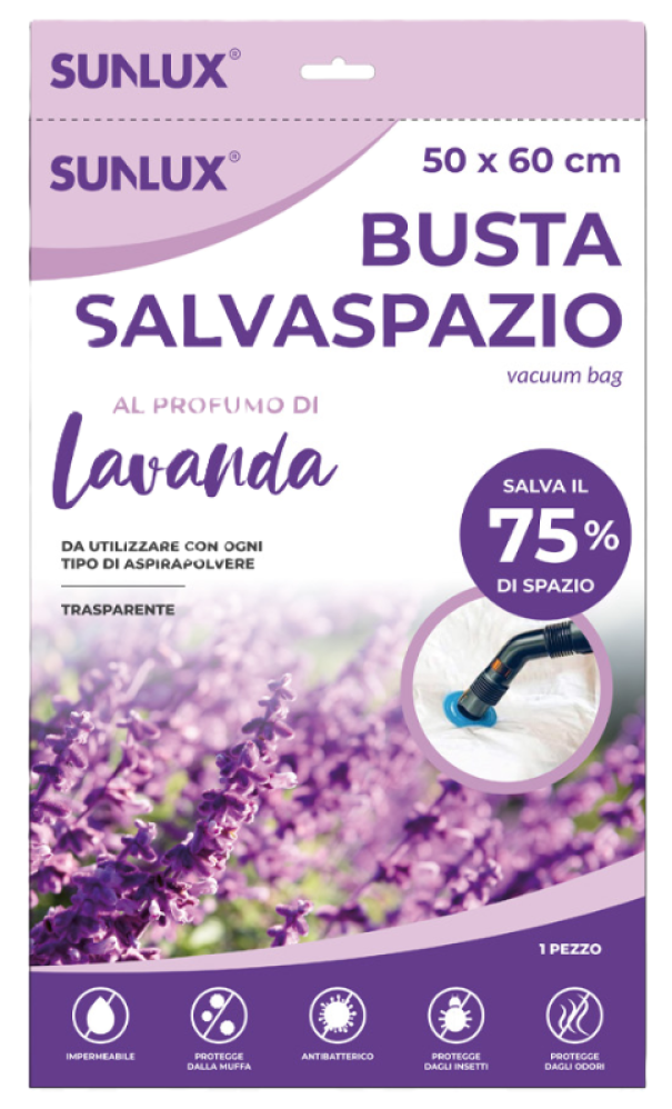 Busta salvaspazio trasp. lavanda 50x70cm