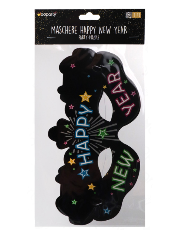 Mascherine Happy New Year 25,5x13cm 2 pezzi