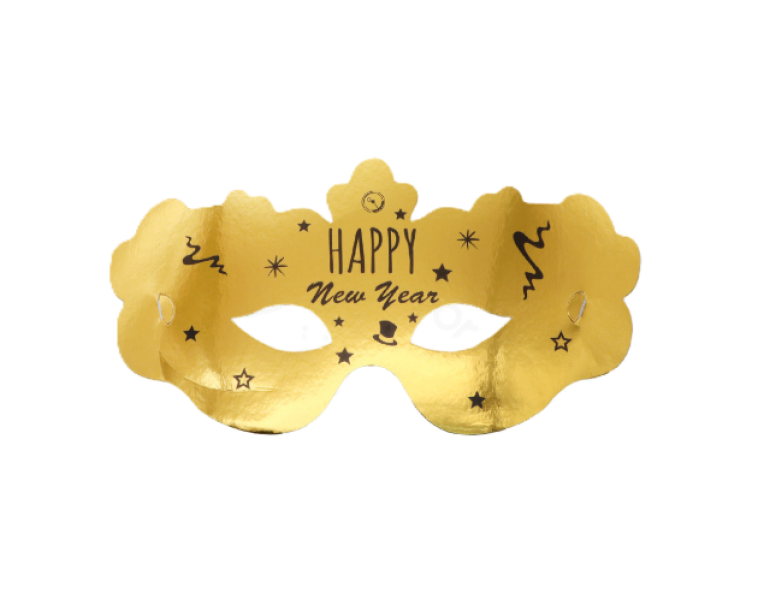 Mascherine Happy New Year oro metal 25,5x13cm 2 pezzi