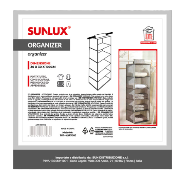 Organizer appendibile 5 piani 30x30x100cm