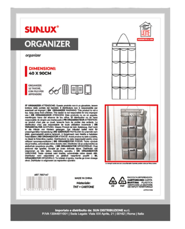 Organizer appendibile 12 tasche 40x90cm